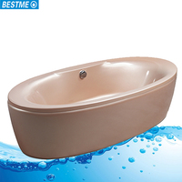 Baignoire autoportante en céramique moderne et durable pour une personne, avec drain et trop-plein, portable pour villas