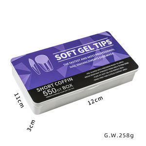 Lot de 550 faux ongles en gel souple ABS ultra-fins et sans couture, couvrance totale, couleur nude, motif pré-dessiné pour extension d'ongles, en boîte - Product Image 5