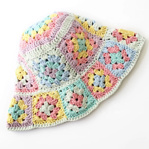 Gorro de cubo de ganchillo fácil para adultos de verano, gorro de algodón cuadrado con estampado de abuela para ropa de playa informal al aire libre - Product Image 2