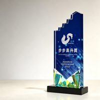 Trophée en cristal à facettes avec base en cristal, accessoire pour cérémonie de remise de prix, reconnaissance d'entreprise