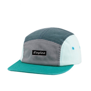 Logo personnalisé étiquette 5 panneaux <span class=keywords><strong>de</strong></span> haute qualité Camp chapeau casquette coton non structuré Snapback papa chapeaux cinq panneaux chapeau - Product Image 1