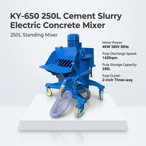 Mélangeur de ciment électrique KY-650 250L, mélangeur à béton sur pied bleu, moteur 4KW 1420 tr/min, décharge de pâte - Product Image 1
