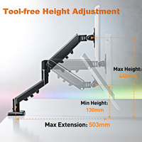 Support de bureau pour moniteur, supporte les écrans d'ordinateur jusqu'à 32 pouces et 19,8 lb, support en acier robuste entièrement réglable avec pince en C et passe-câble