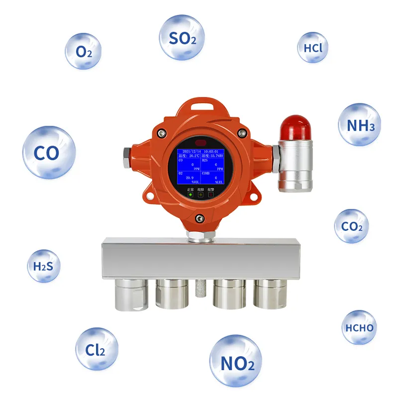 Yaoan GTQ-YA-C100FT sanayi çoklu gaz detektörü dahili pompa CO2 H2S O2 NH3 sıcaklık nem sensörü