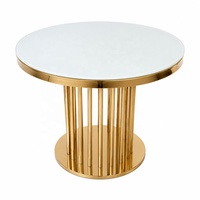 Tables de mariage en acier inoxydable doré durable avec plateau en verre miroir, mobilier d'hôtel moderne pour événements extérieurs - Vente en gros