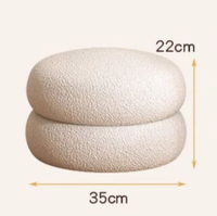Pouf rond en fausse fourrure d'agneau douce et moelleuse, rembourré en éponge haute densité, tabouret bas polyvalent pour chambre et dressing, idéal pour la maison