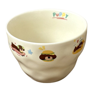 Bol à riz créatif en céramique Lelyi INS, motif chat et teckel, fait main, irrégulier, délicat et de grande valeur - Product Image 6