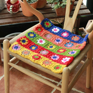 Cojines Decorativos de Crochet con Diseño de Flores para Sillas de Comedor, Cojín para Ventana, Cojín Cuadrado Estilo Granny Square, Y-F 40*40 - Product Image 2