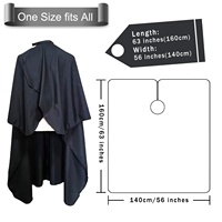 Capes de coiffure noires imperméables avec logo personnalisé, MOQ 10 pièces, col métallique, impression personnalisée pour barbier, manches incluses