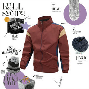 Chaqueta Bomber Personalizable para Hombre de Otoño |   Chaqueta de Forro Polar con Cuello Alto, Cierre de Cremallera, Resistente al Viento, Color Sólido, Personalizable OEM - Product Image 3