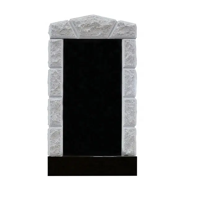 Zwart graniet grafsteen grafsteen monument met wit marmer decoratie