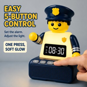 Horloge numérique de bureau style blocs de construction Police avec veilleuse et lumière de réveil, jouet, cadeau pour enfants, personnalisation OEM ODM - Product Image 3