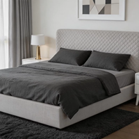 Base de Cama Otomana Tapizada Premium con Respaldo de Ala y Almacenamiento Elevable, Tamaños Queen, King, Full, Twin, Personalizable, Fácil Montaje para Alquiler