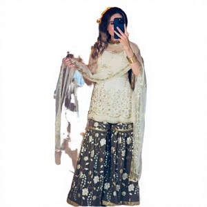 Conjunto Sharara de Satén Estampado para Mujer, Ideal para Eventos Familiares, Festivales y Fiestas, de Proveedor Indio para Exportación al por Mayor - Product Image 2