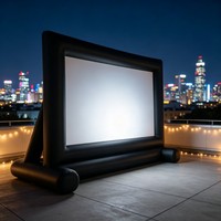 Écran publicitaire gonflable portable de 14 pieds/16 pieds avec une grande surface d'affichage et une fermeture à glissière pour les événements, les expositions et la promotion