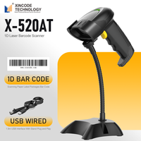 Escáner de Código de Barras 1D Xincode con Soporte, Lector de Código de Barras Manual con Cable, Escáner Láser USB para Almacén X-520AT