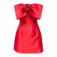 Robe Mini Strapless en Satin 3D Personnalisée pour Femmes Robes de Soirée Cocktail