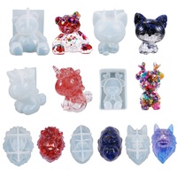 Moules en résine 3D pour animaux Homesun, moules de coulée en résine, grands moules en silicone transparent pour licorne, ours, chat, lion, époxy, pour l'artisanat en résine DIY