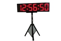 Horloge de chronométrage de course à LED double face BestLED, 6 pouces, format HHMMSS, trépied, rouge, IP64, étanche, alimentée par batterie
