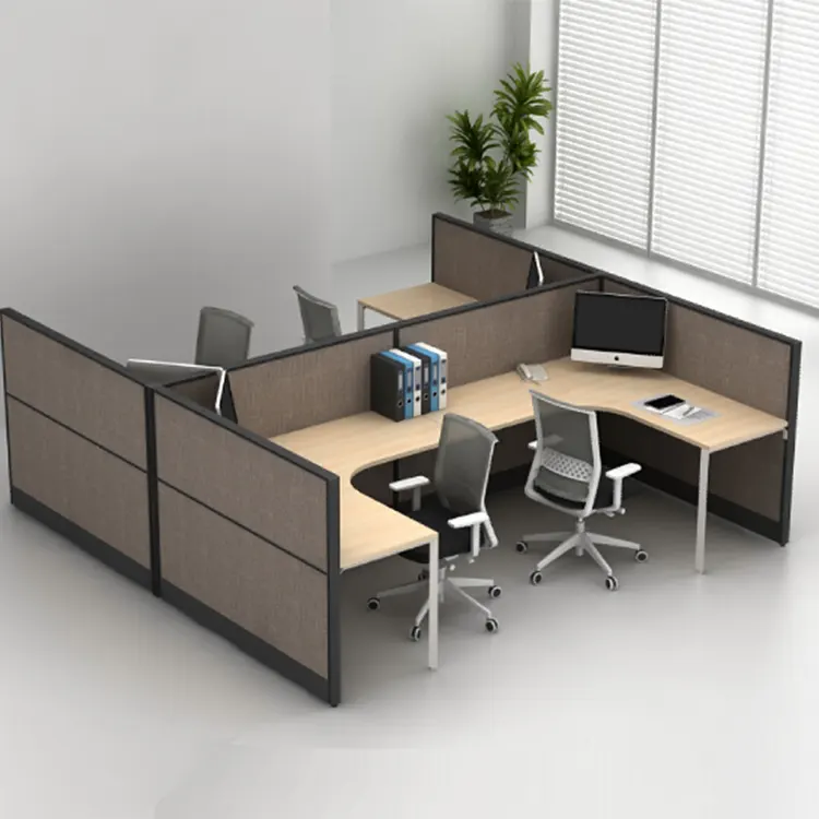 Venta al por mayor de muebles de oficina 4 personas escritorio estación de trabajo
