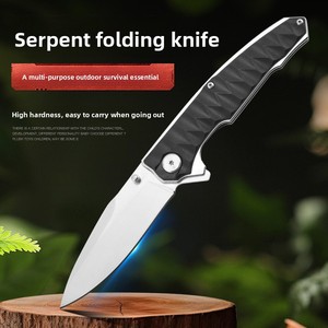 มีดพับใบมีดเหล็กกล้าไร้สนิมความแข็งสูงจากโรงงาน ผลิตด้วยเทคโนโลยี CNC พร้อมด้ามไนลอนไฟเบอร์ลายงูหลาม สำหรับใช้งานกลางแจ้งและปอกผลไม้ - Product Image 2