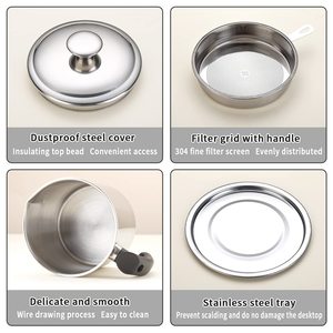Bouteille à huile <span class=keywords><strong>en</strong></span> acier inoxydable épaissi grande capacité, filtre à huile de cuisine, pot de stockage d'huile <span class=keywords><strong>en</strong></span> métal avec <span class=keywords><strong>passoire</strong></span> pour usage domestique - Product Image 6