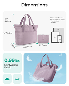 <b>Large</b> Foldable Tote <b>Bag</b> Zipper Travel Work Shoulder <b>Bag</b> with Compartments - Product Image 2