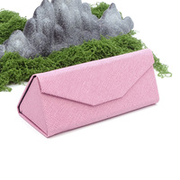 Boîte d'emballage pour lunettes de soleil en cuir pliable portable en PU avec aimant triangulaire, logo personnalisé imprimé, vente en gros
