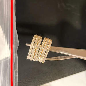 Boucles d'oreilles en diamants blancs naturels avec or 14 carats, bijoux fins originaux - Product Image 1