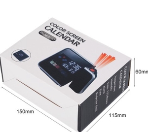 Màu sắc màn hình lịch Trạm thời tiết dự báo kỹ thuật số chiếu Đồng Hồ Báo Thức Màu Đen Cáp USB điện tử Châu Âu ABS - Product Image 6