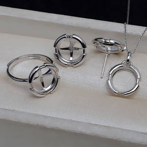 Wenchi Ensemble d'accessoires DIY en argent S925, modèle artisanal plaqué, pour pendentif et support de boucle d'oreille, avec base plate vide en nacre de cheval et perle de 10,5 mm - Product Image 2