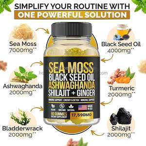 Cápsulas de Aceite de Semilla Negra con Ashwagandha y Jengibre de Marca Privada Ausreson OEM, 500 mg, Cápsulas Veganas de Aceite de Semilla Negra para el Sistema Inmunológico y el Cabello - Product Image 2