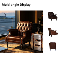 Fauteuil Chesterfield vintage en cuir véritable capitonné avec roulettes, chaise individuelle marron pour salon ou hôtel