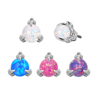 GZN ASTM F Titane Dragon Claw Prong Set Bleu Blanc Rose Violet Opale Pierre 16G Labret Helix Boucle d'oreille à filetage interne