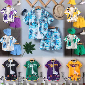 Tenue décontractée pour enfants 2 pièces vêtements de mélange formel à séchage rapide Short de chemise à manches courtes à simple boutonnage pour jeune garçon de couleur unie - Product Image 4