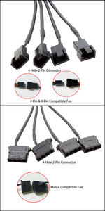 DC 5.5 2.1mm DC5521 femelle à 4 broches boîtier PC câble de ventilateur 12V 4 3 2 voies PWM Molex 4 broches séparateur câble <span class=keywords><strong>d</strong></span>'<span class=keywords><strong>alimentation</strong></span> pour ventilateur de PC <span class=keywords><strong>d</strong></span>'ordinateur ATX - Product Image 5