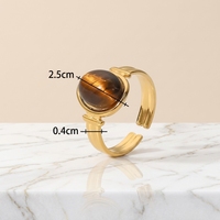 Bague ouverte J&D de luxe en acier inoxydable 316L plaqué, pour femme, œil de tigre ovale martelé, bijoux de mariage, de fiançailles et cadeaux