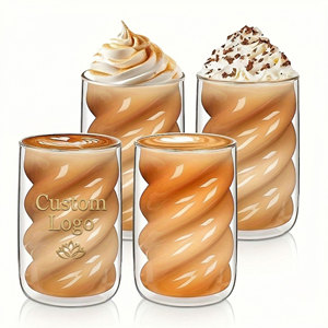 Juegos <span class=keywords><strong>de</strong></span> Café Personalizados <span class=keywords><strong>de</strong></span> Vidrio Borosilicato <span class=keywords><strong>de</strong></span> Doble Pared, Color y Logotipo Personalizables para Café Helado, Té con Leche Cafetería con Estilo - Product Image 1