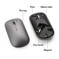 Ratón de aluminio ultrafino Bluetooth de modo Dual, ratón ergonómico portátil inalámbrico recargable para ordenador portátil, tableta, ratón de ordenador