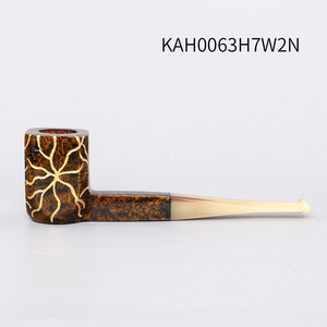 Muxiang Straight Briar Wood Pipe With Hidden Carving Tobacco Pipe - Product Image 2