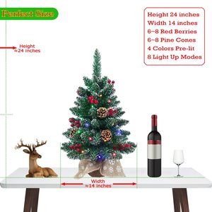 Mini Albero <span class=keywords><strong>di</strong></span> <span class=keywords><strong>Natale</strong></span> da 24 Pollici per Decorazione da Tavolo - Albero <span class=keywords><strong>di</strong></span> <span class=keywords><strong>Natale</strong></span> <span class=keywords><strong>di</strong></span> Lusso con Luci |   4 Colori - Product Image 1