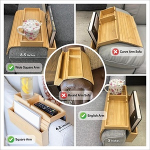 Tre Non-Slip <span class=keywords><strong>sofa</strong></span> tay vịn Khay bảng couch cup chủ cánh tay khay tổ chức với <span class=keywords><strong>Side</strong></span> lưu trữ túi - Product Image 2