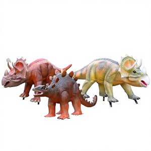 Decoración de Jardín al Aire Libre, Estatuas de Dinosaurios Grandes para Jardín, Modelos de Triceratops de Fibra de Vidrio Hechos a Mano, Tamaño Real, Resistentes al Agua, Pintados a Mano - Product Image 1