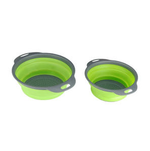 2 Pack Keuken Zeef Groente Fruit Siliconen Opvouwbare Vergiet Set Zeef Met Handgrepen - Product Image 3