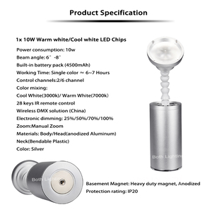 Cả Hai Ánh Sáng Pin Tại Chỗ Với Zoom 10W Mini Pin Không Dây Ánh Sáng Xoay Thu Hút Từ Tính Uplights Đối Với Đảng Wedding DJ - Product Image 3