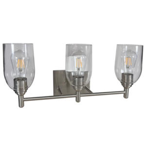 Tocador de baño con acabado de níquel cepillado de 3 litros con vidrio transparente alargado Lámpara decorativa de hotel de dormitorio de diseño de estilo moderno de lujo - Product Image 2