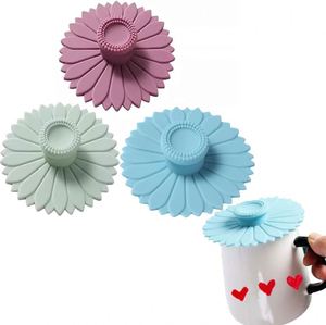 Food-Grade Silicone Sunflower Design Cup Lid Seals Dustproof <b>Drinkware</b> <b>Accessories</b> That Fit Tea Mug Glass Ceramic Cups - Product Image 2