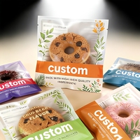 Pochettes laminées transparentes de qualité alimentaire imprimées sur mesure, thermoscellables |   Sacs d'emballage individuels pour biscuits, gâteaux et donuts