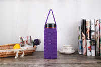 Housse de protection pour bouteille d'eau isolée thermiquement, sac de rangement en maille avec poignée, sac de transport portable pour tasse