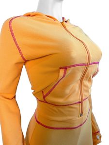 Giacche corte con Zip e pantaloni svasati felpe con cappuccio Waffle autunno inverno nuovi capi di <span class=keywords><strong>abbigliamento</strong></span> impilati set di <span class=keywords><strong>abbigliamento</strong></span> <span class=keywords><strong>Casual</strong></span> da <span class=keywords><strong>donna</strong></span> - Product Image 4